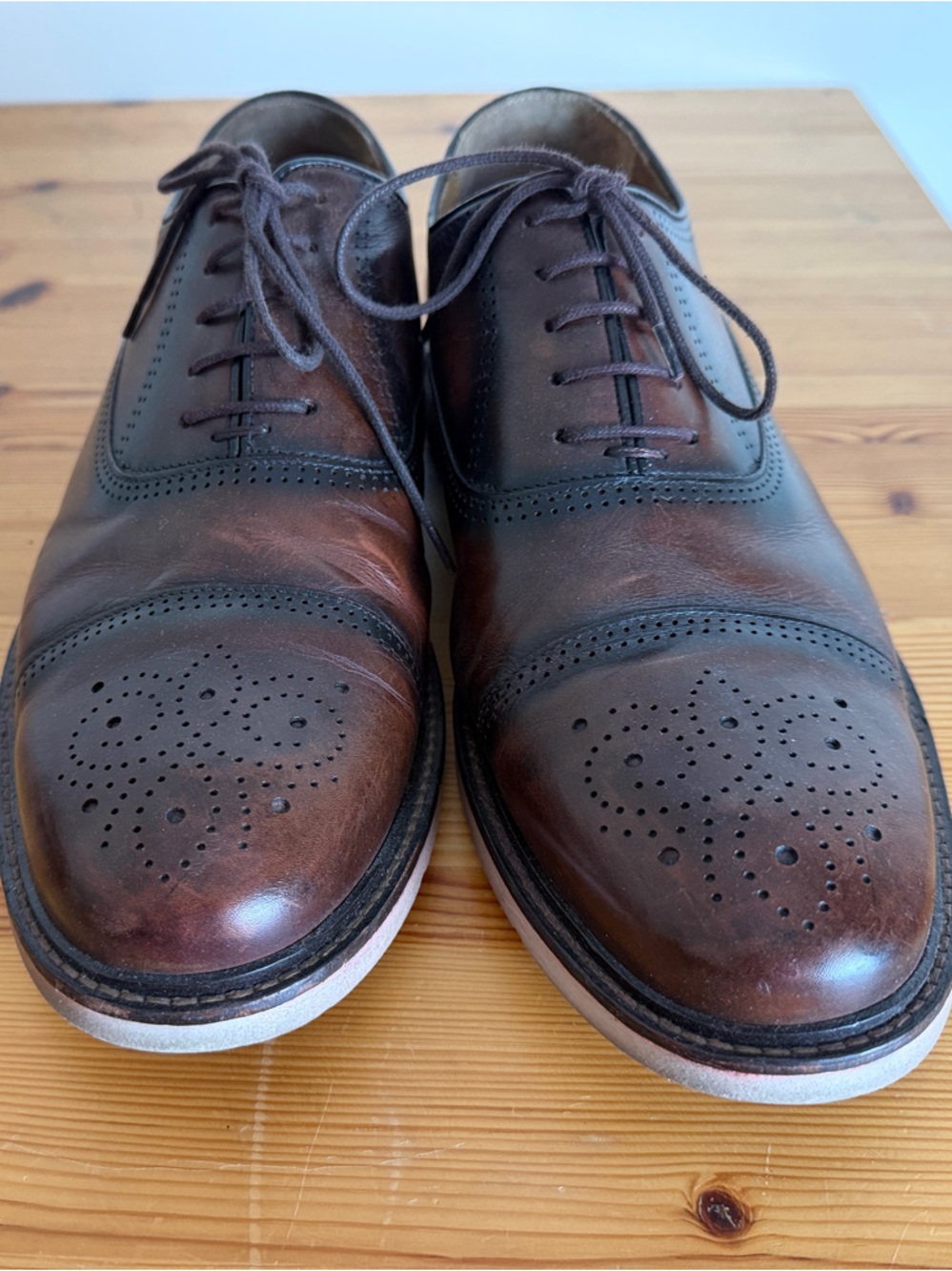 Johnston & Murphy Two-Tone Brown Leather Wingtip Oxfords